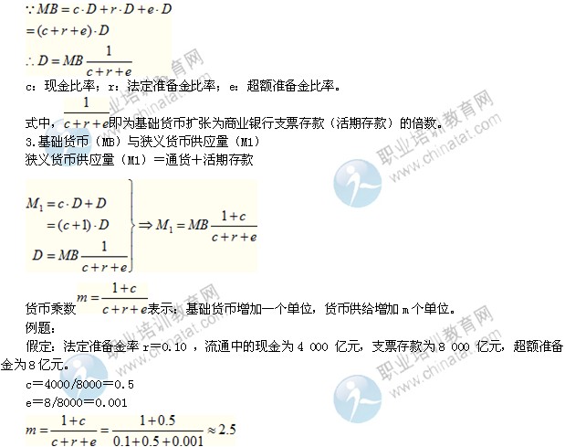 2014年中級(jí)經(jīng)濟(jì)師考試金融專業(yè)精講：貨幣乘數(shù)