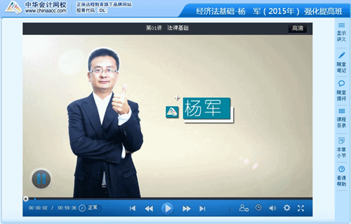 楊軍2015初級會計職稱《經(jīng)濟法基礎(chǔ)》強化班課程