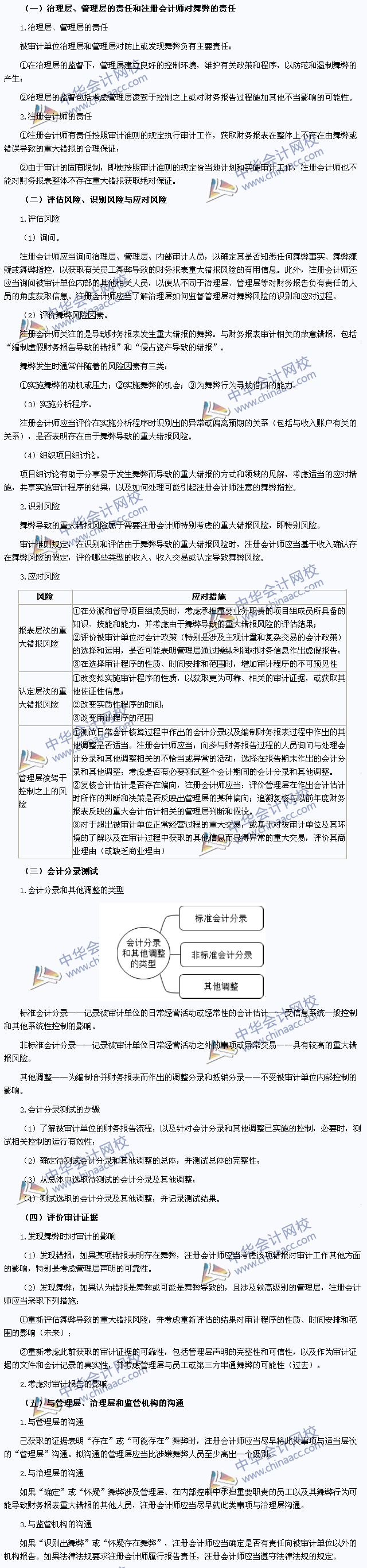 2015注會審計高頻考點：財務(wù)報表審計中與舞弊相關(guān)的責(zé)任