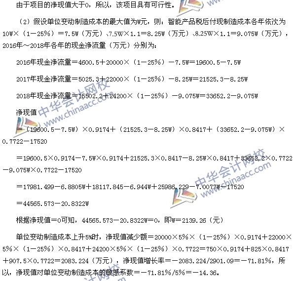 2015注會《財務(wù)成本管理》綜合題及參考答案