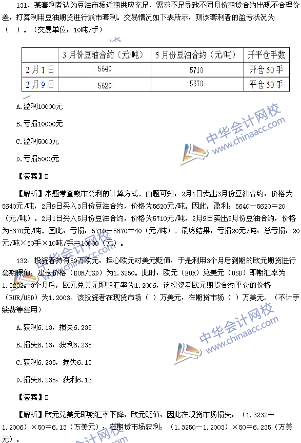 期貨從業(yè)資格考試《期貨基礎(chǔ)知識(shí)》樣卷綜合題