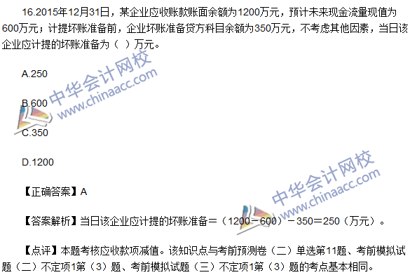 2016初級職稱《初級會計實務》試題及答案解析