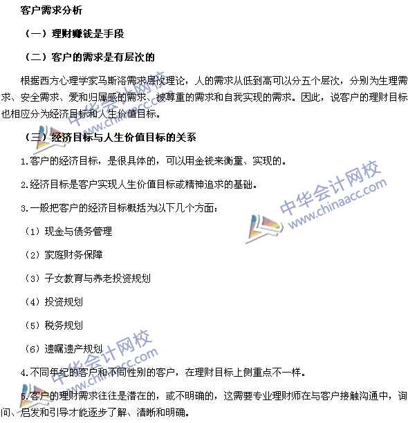 銀行職業(yè)資格考試《個人理財》第五章高頻考點：客戶需求分析