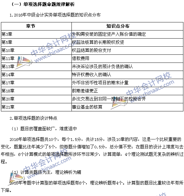 2017年中級會計職稱《中級會計實(shí)務(wù)》題型設(shè)計特點(diǎn)和命題規(guī)律