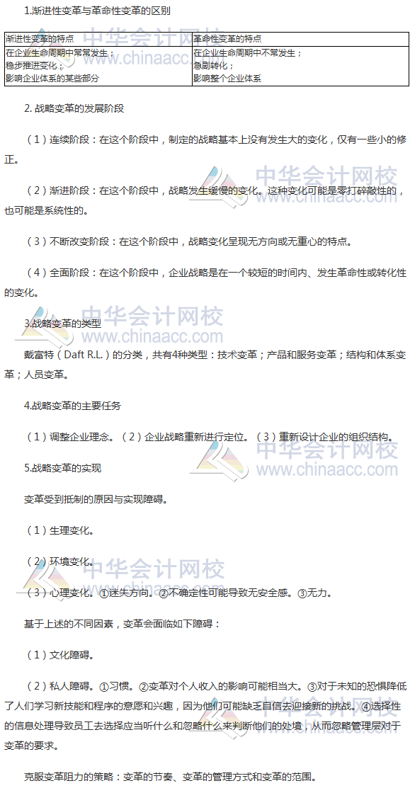 2017年注會(huì)《公司戰(zhàn)略》高頻考點(diǎn)：戰(zhàn)略變革管理