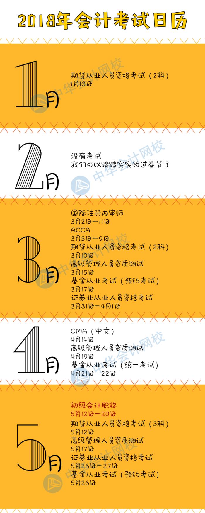 2018年會計金融考試日歷出爐 趕緊收藏啦