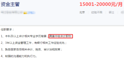 關(guān)注！這些財(cái)務(wù)崗位要求持有中級(jí)會(huì)計(jì)職稱證書！