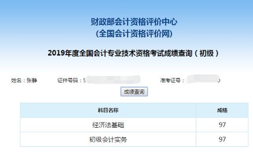 高分通過2019年初級會計考試