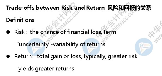 AICPA知識點(diǎn)：風(fēng)險(xiǎn)和回報(bào)的關(guān)系—定義