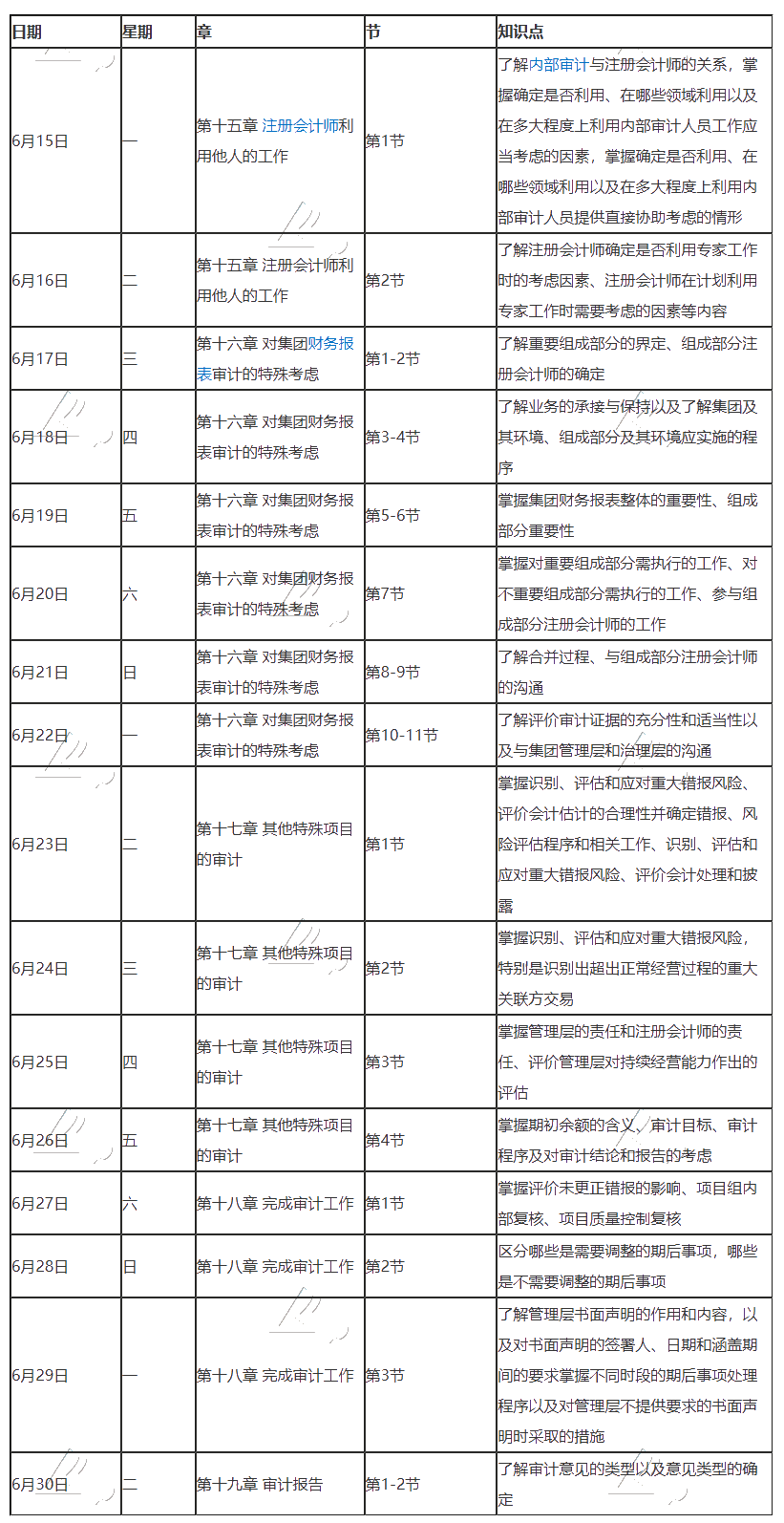 【跟上進(jìn)度】2020年注冊(cè)會(huì)計(jì)師6月（下）學(xué)習(xí)日歷來(lái)啦！