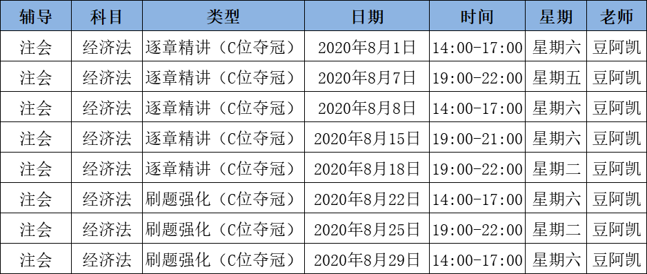 2020注會《經(jīng)濟法》C位奪冠課表來了！