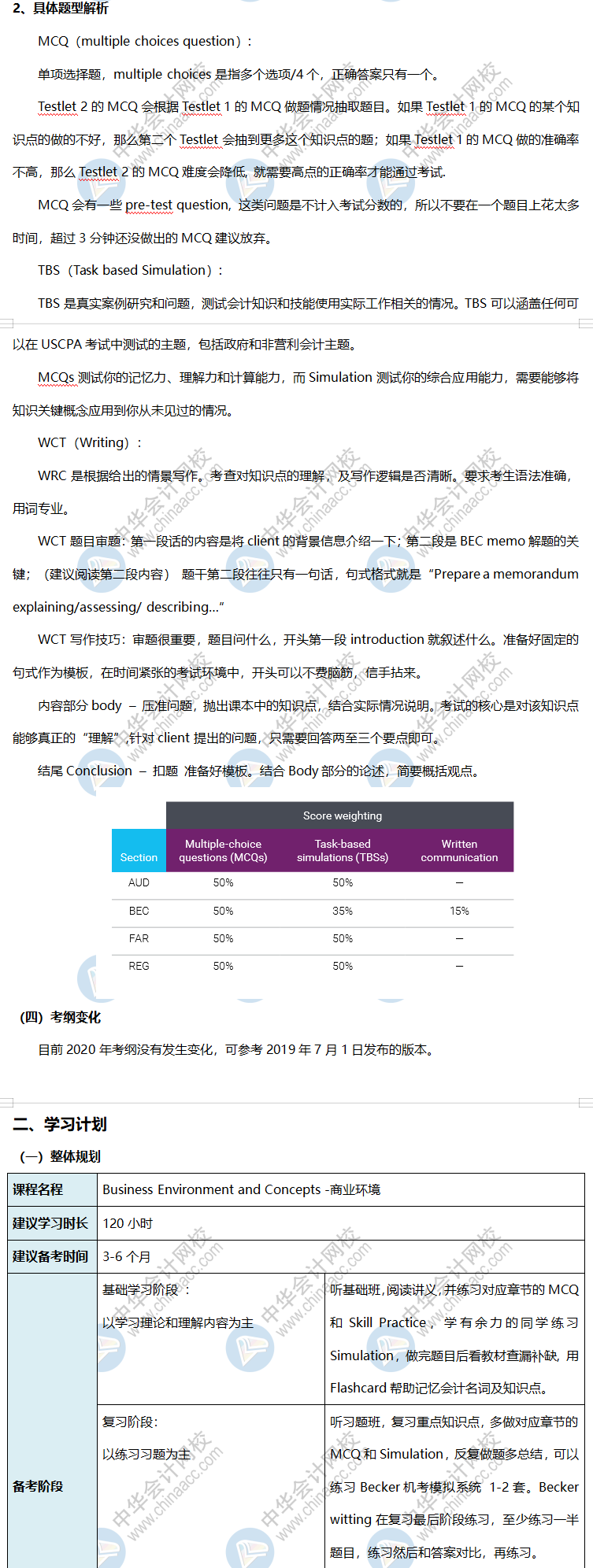 就差你沒看了！2020美國注會《商業(yè)環(huán)境BEC》學(xué)習(xí)計劃表到！