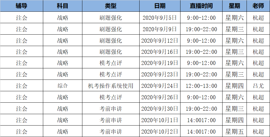 2020注會《戰(zhàn)略》C位奪冠課表來了！