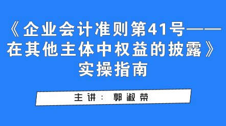 《企業(yè)會計準則第41號——在其他主體中權益的披露》實操指南