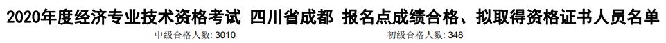 成都2020年初中級經(jīng)濟(jì)師考試合格人數(shù)