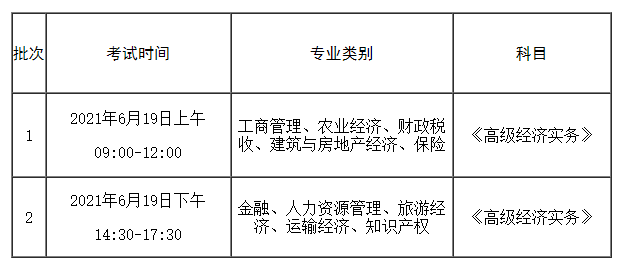 各專業(yè)2021高級經濟師考試時間安排