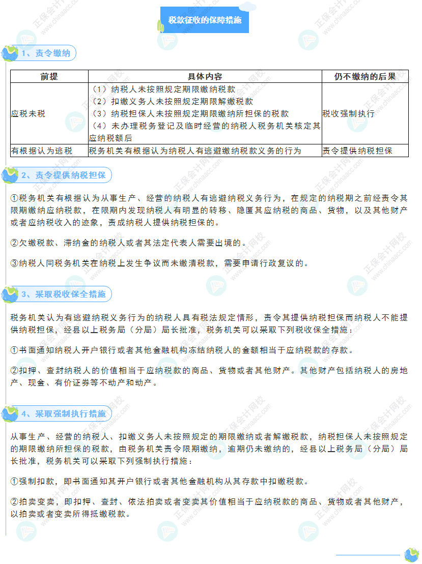 《經濟法基礎》30天重要知識點打卡！第24天：稅款征收的保障措施