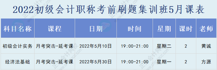 速看！2022初級(jí)會(huì)計(jì)職稱(chēng)考前刷題集訓(xùn)班課表已出爐！