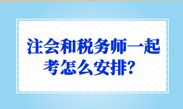 注會和稅務師一起考怎么安排？