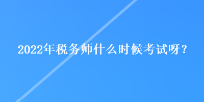 2022年稅務師什么時候考試呀？