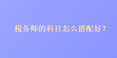 稅務(wù)師的科目怎么搭配好？