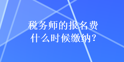 稅務(wù)師的報名費什么時候繳納？