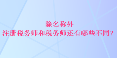 除名稱外 注冊稅務(wù)師和稅務(wù)師還有哪些不同？