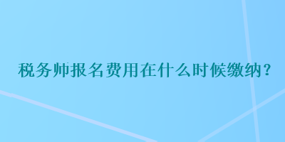 稅務(wù)師報(bào)名費(fèi)用在什么時(shí)候繳納？