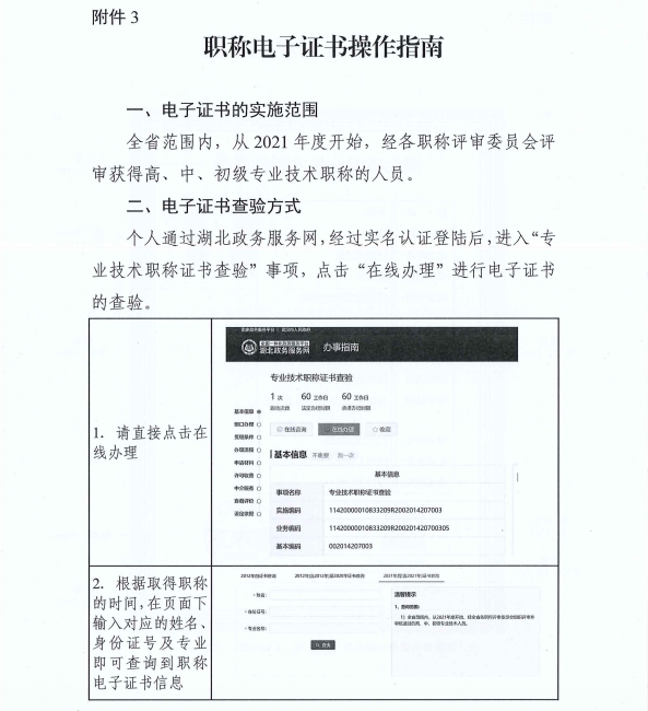 湖北省關(guān)于實(shí)行專業(yè)技術(shù)職稱電子證書的通知