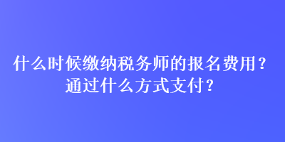 什么時候繳納稅務師的報名費用？通過什么方式支付？