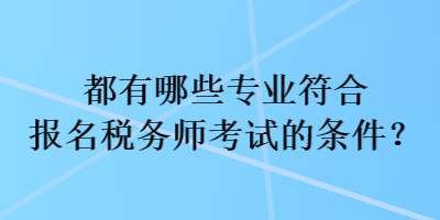 都有哪些專業(yè)符合報名稅務師考試的條件？