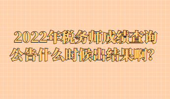 2022年稅務(wù)師成績(jī)查詢公告什么時(shí)候出結(jié)果啊？