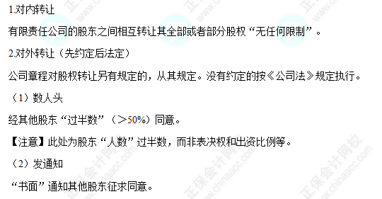 每天一個經(jīng)濟法必看知識點&練習題——股權轉讓