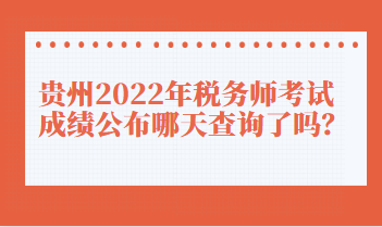 貴州2022年稅務師考試成績公布哪天查詢了嗎？