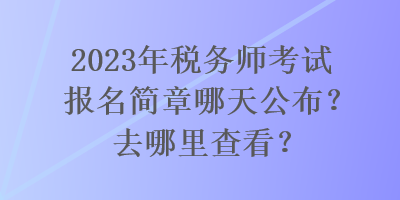 2023年稅務(wù)師考試報名簡章哪天公布？去哪里查看？