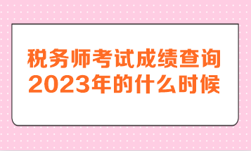 稅務(wù)師考試成績查詢2023年的什么時(shí)候呢？