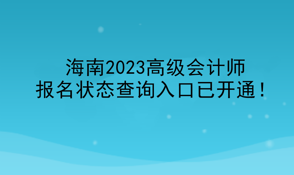 海南2023高級會(huì)計(jì)師報(bào)名狀態(tài)查詢?nèi)肟谝验_通！