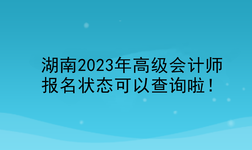 湖南2023年高級(jí)會(huì)計(jì)師報(bào)名狀態(tài)可以查詢啦！