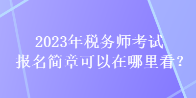 2023年稅務(wù)師考試報名簡章可以在哪里看？