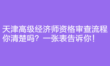 天津高級經(jīng)濟(jì)師資格審查流程你清楚嗎？一張表告訴你！