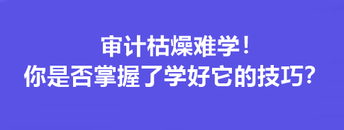 審計枯燥難學(xué)！你是否掌握了學(xué)好它的技巧？