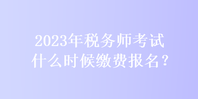 2023年稅務(wù)師考試什么時(shí)候繳費(fèi)報(bào)名？