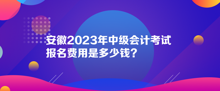 安徽2023年中級會計考試報名費用是多少錢？