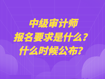 中級審計師報名要求是什么？什么時候公布？