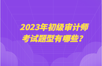 2023年初級審計師考試題型有哪些？