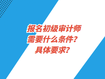 報名初級審計師需要什么條件？具體要求？