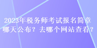 2023年稅務(wù)師考試報名簡章哪天公布？去哪個查看？