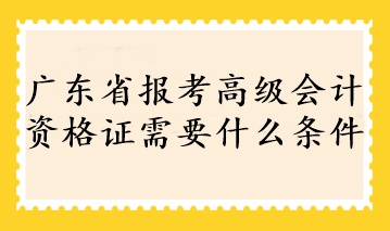 廣東省報考高級會計資格證需要什么條件