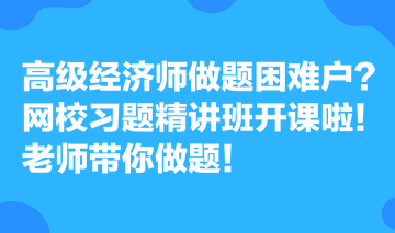 高級(jí)經(jīng)濟(jì)師做題困難戶？網(wǎng)校習(xí)題精講班開課啦！老師帶你做題！