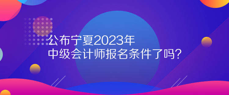 公布寧夏2023年中級(jí)會(huì)計(jì)師報(bào)名條件了嗎？